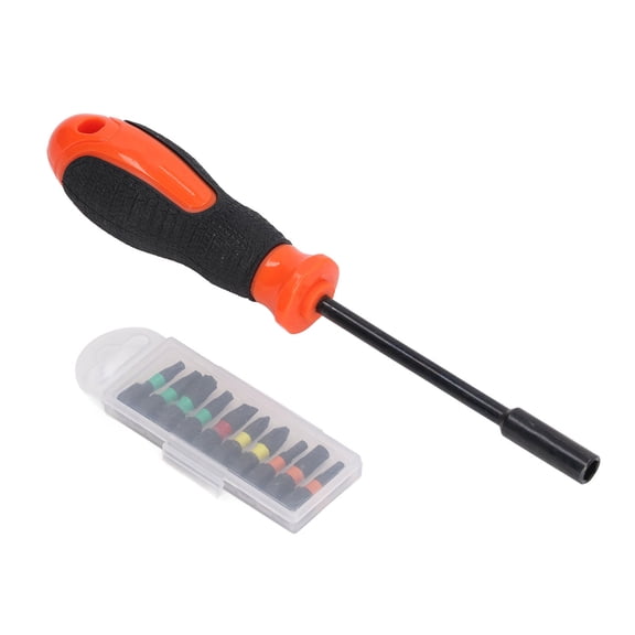 NFTIGB 10-in-1 Ratchet Screwdriver Bit Set, High Hardness Tool Steel Multi-Bit Screwdriver with Anti-Skid Handle for Home Improvement and DIY Repairs, Black/Orange