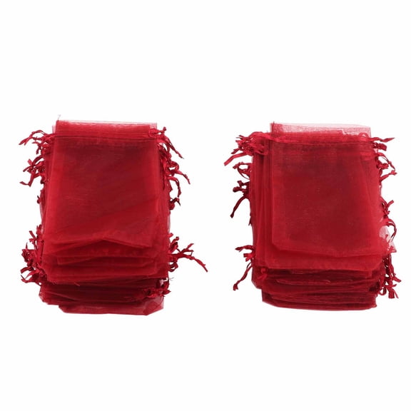 NFTIGB 100 Count Organza Bags 3.9x5.9 inches / 10x15cm Transparent Drawstring Gift Bags Mesh Portable Jewelry Pouches for Wedding Party Favors Storage Red