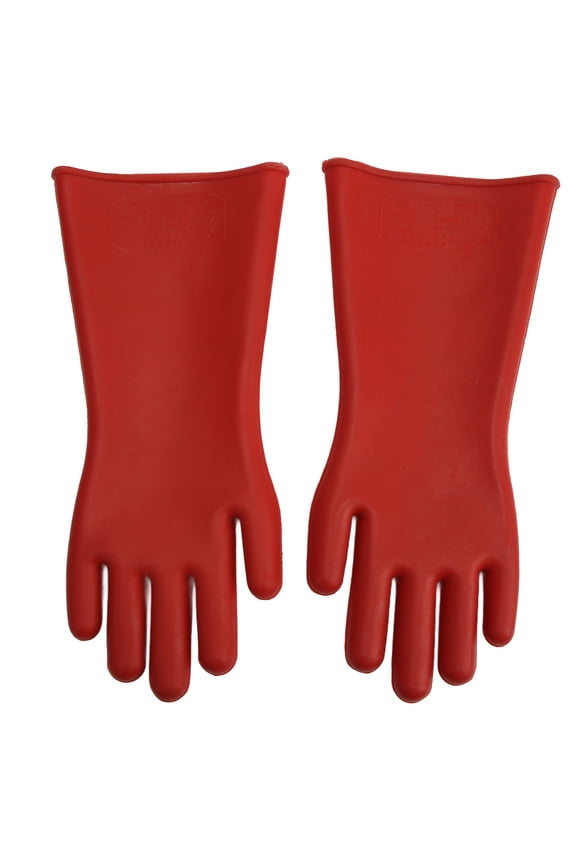 10000V High Voltage Electrical Insulated Gloves, Natural Rubber Anti Electricity Work Safety Gloves for Electrician, Red, 1 Pair