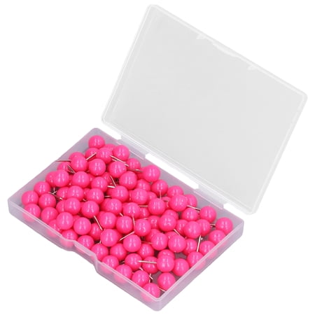 NFTIGB 100Pcs Push Pins Map Tacks, Steel Plastic Decorative Marking Pins for Cork Boards 9.5x20mm Rose Red