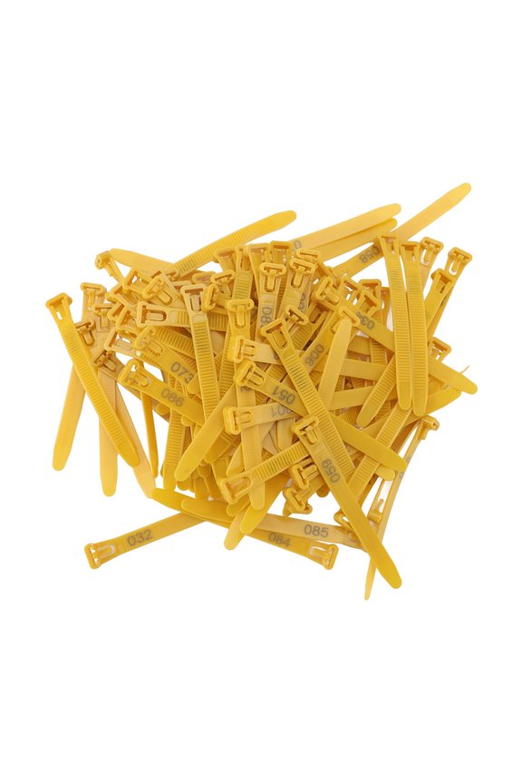 100pcs Adjustable Poultry Identification Leg Bands for Chickens Ducks Geese, Yellow