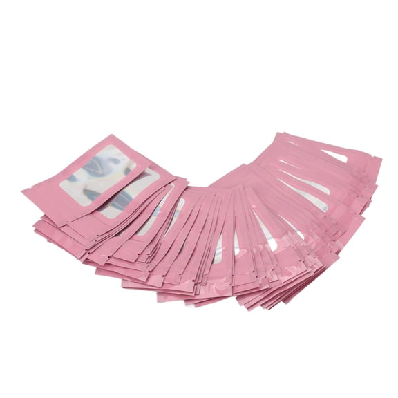 NFTIGB 100pcs Holographic Ziplock Bags, Pink Resealable Food Storage Pouches with Hanging Hole, 2.4 x 3.9 inches / 6 x 10 cm
