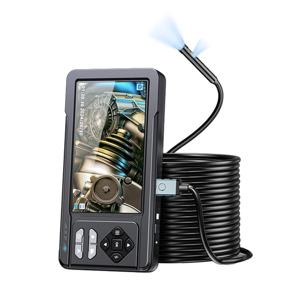 NFTIGB 1080P Sewer Inspection Camera with Dual Lens 5 Inch IPS Screen Monitor Borescope LED Light 16.4FT Cable IP67 Waterproof Plumbing Camera