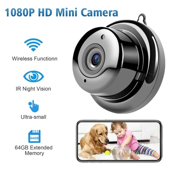 NFTIGB 1080P WiFi Mini Camera Video Cam Camcorder 150° Wide Angle IR Night Vision Motion Detection 64GB Extended Memory for Baby Animal Indoor Monitor Home Security