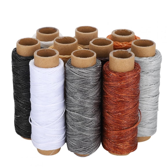 NFTIGB 10PCs Hand Stitch Thread Sewing Kit DIY Supplies Durable Leather Crafts 150D 10-Color Cotton Wax String Hand Stitch Thread DIY Tools 7.09 inches / 18 cm Length Multipurpose