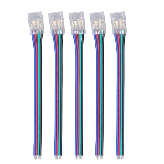 NFTIGB 10Pcs 4Pin 10mm RGB LED Light Strip Connectors, Strong Durable Solderless Wire to Strip PC COB Adapters for Home Party Office Decor Expansion