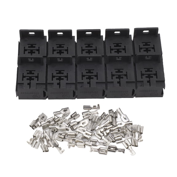 NFTIGB 10Pcs 5P 40A Relay Socket with 50Pcs Terminals for Car Alarms Headlights Remote Start, 5.9 inches / 15 cm Length