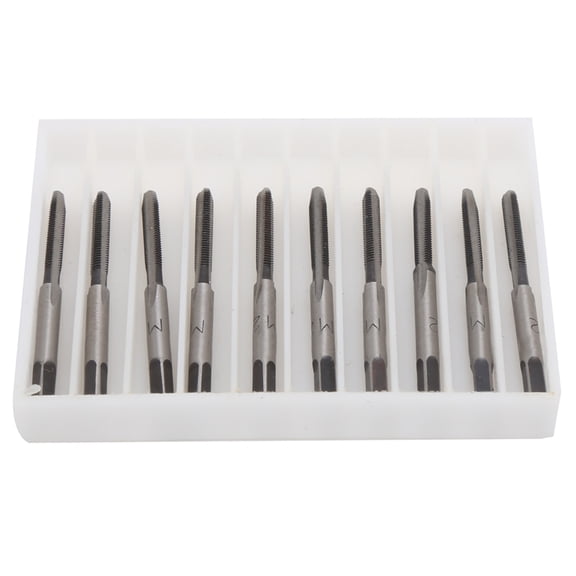NFTIGB 10Pcs Metric Taper Plug Tap Set Heavy Duty Manual Straight Grooves Carbon Steel M2 Thread Hand Tapping Tools for Metalwork Maintenance (0.24 x 0.24 x 0.04 inches / 6.0 x 6.0 x 1.0 cm)