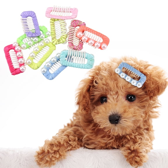 NFTIGB 10Pcs Pet Hair Clips Dog Faux Pearl Decoration Hairpins Cat Hair Accessory Headwear (1.18 inches / 3 cm)