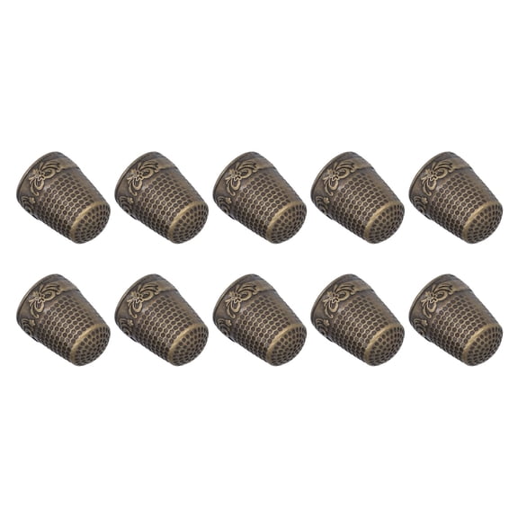 NFTIGB 10Pcs Sewing Thimbles Finger Protection Safe Sewing Grip Fingertip Protector Metal Finger Shield for Home Hand Sewing Quilting Crafting Accessories Antique Bronze Color (10 Pack)
