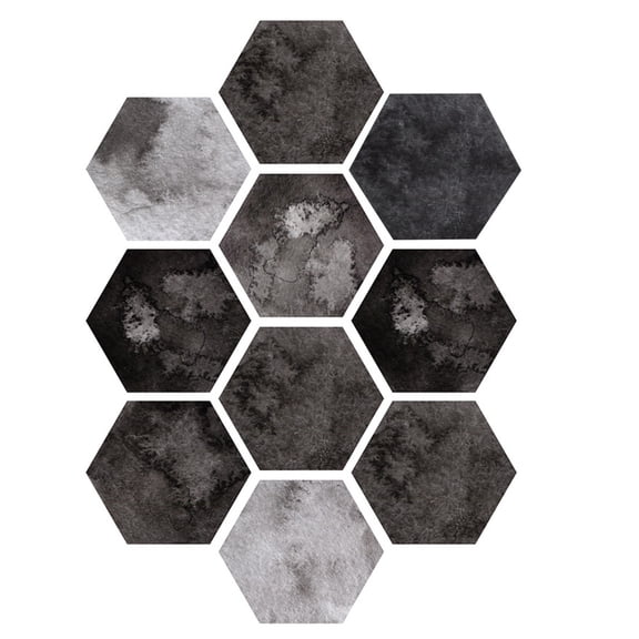 NFTIGB 10Pcs Simulation Hexagonal Unique Pattern Waterproof Non-Slip Self Adhesive Tile Floor Sticker, PVC Tiles, 9.1" x 4.5"