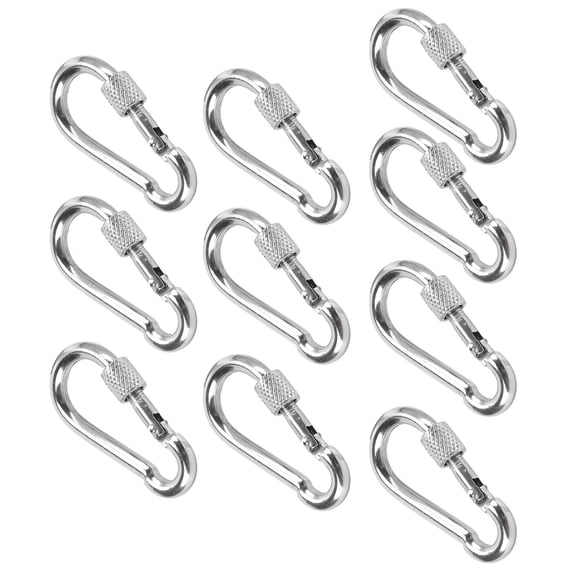 NFTIGB 10Pcs Stainless Steel Snap Hook Spring Carabiner Safety Rope Hanging Buckle Accessories, 2 in / 50.2 mm