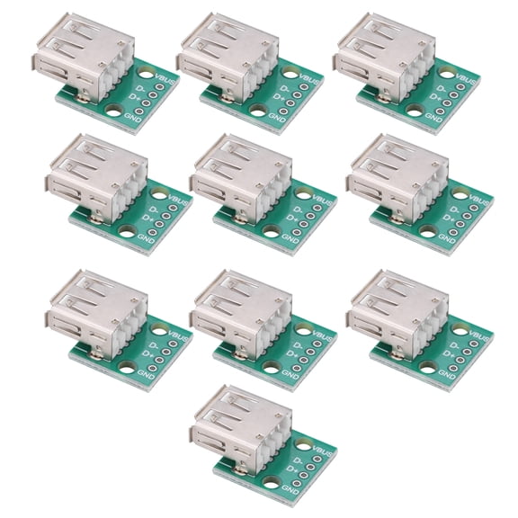 NFTIGB 10Pcs USB Type A Female Socket Breakout Board 2.54mm Pitch Adapter Connector DIP