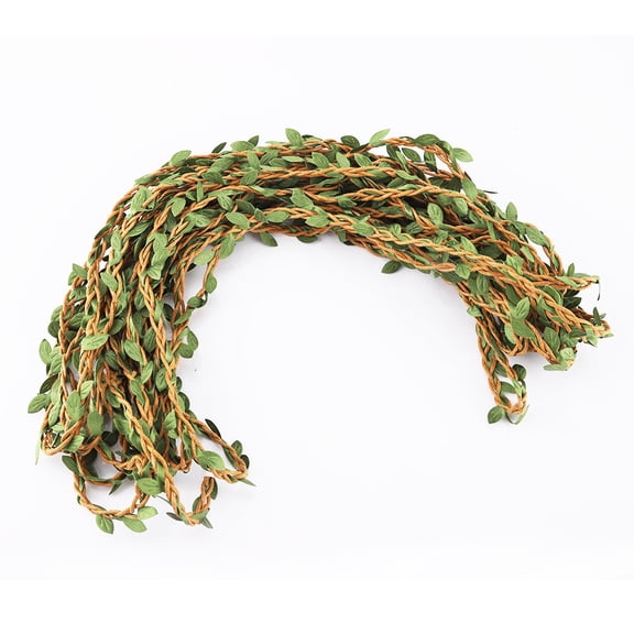 NFTIGB 10m Simulation Leaves Mixed Braid Forest Series Hemp Rope Rattan Decoration Brown 393.7 inches / 1000 cm