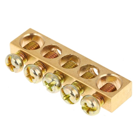 NFTIGB 10pcs 5-Hole Electrical Distribution Wire Screw Terminal Brass Ground Neutral Bar 1.77 in / 4.5 cm