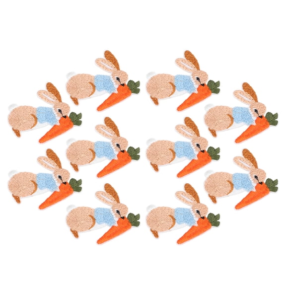 NFTIGB 10pcs Iron Patches Bunny Pattern Easter Theme Style DIY Making Polyester Material Fabric Decorating Supplies for Clothes Kids Appliques, 2.4 x 2.2 Inches