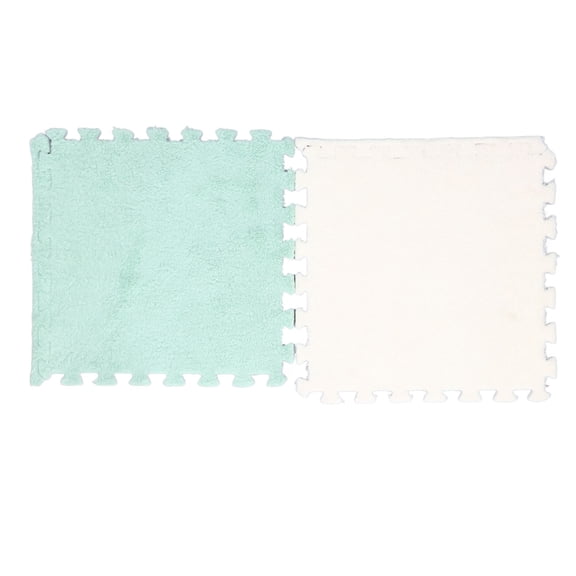 NFTIGB 10pcs Plush Foam Interlocking Floor Mat Cuttable Color Block Thickened Playmat Tiles Area Carpet for Baby Kids Nursery Room, 11.81 inches / 30 cm, Mint Green White