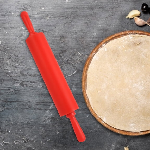 NFTIGB 11.8 inches / 30 cm Non-Stick Silicone Rolling Pin for Baking Pizza Dough Pie Crust Professional Kitchen Tool Red