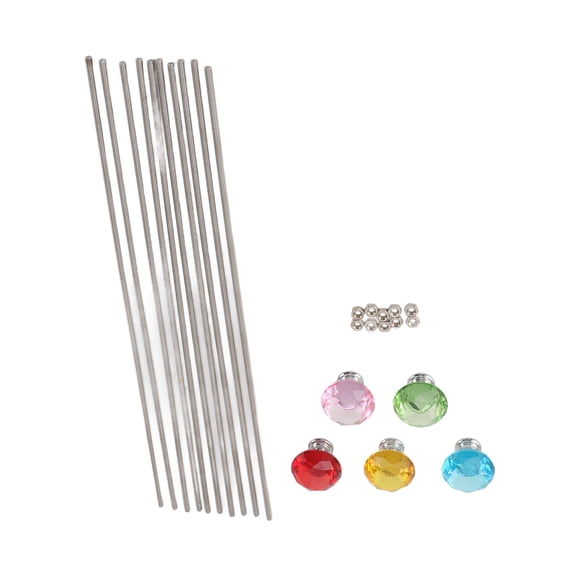 NFTIGB 11.81" DIY Beaded Garden Stakes Wands Kit Stainless Steel Plant Support with Crystal Toppers (25 Pieces) / 30 cm