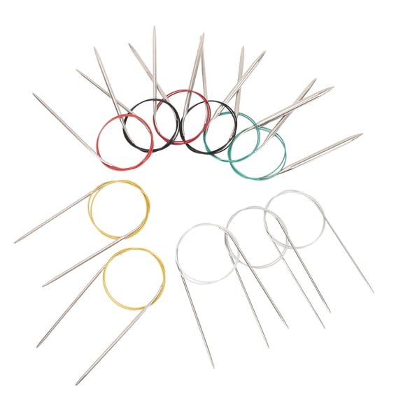 NFTIGB 11 Pcs Circular Knitting Needles Set, Premium Stainless Steel 31.5 Inches / 80 cm Length, Sizes 2mm to 8mm for Professional Sweaters, Blankets, Crafting Projects & Smooth DIY Weaving