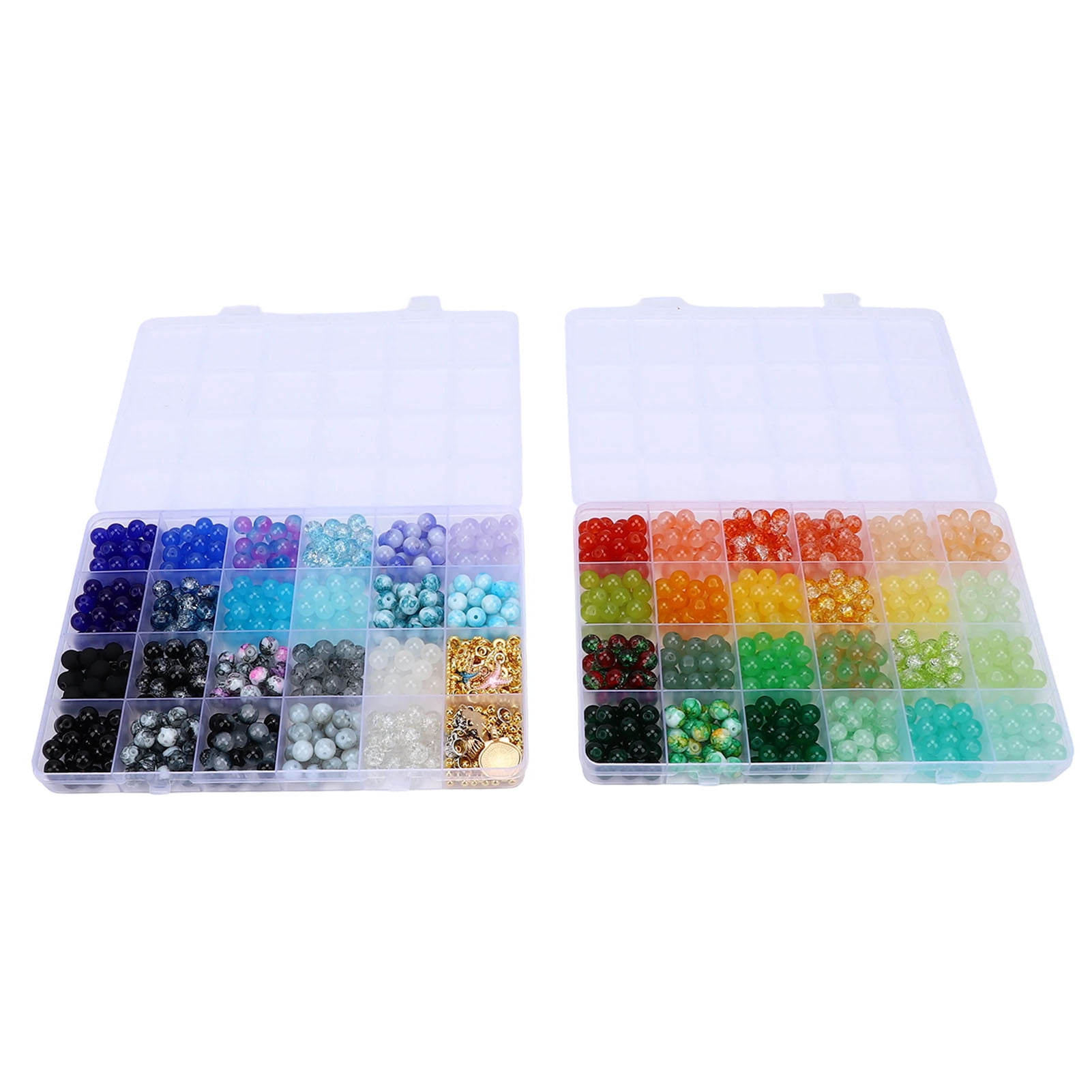 NFTIGB 1190Pcs Beading Craft Supplies 48 Colors Crackle Round Beads for Bracelet Jewelry Making Earrings Necklace Kits 8mm Spacer Charms Style 4