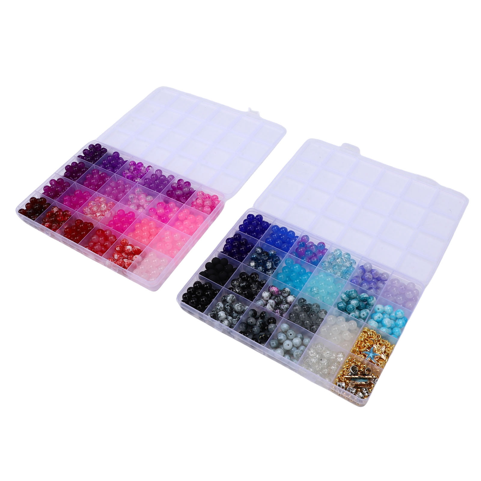 NFTIGB 1190Pcs Glass Beads Kit 48 Colors Crackle Round Bead for Bracelets Jewelry Making Earrings Necklace Crafts 8mm Spacer Bead Charms Style 3