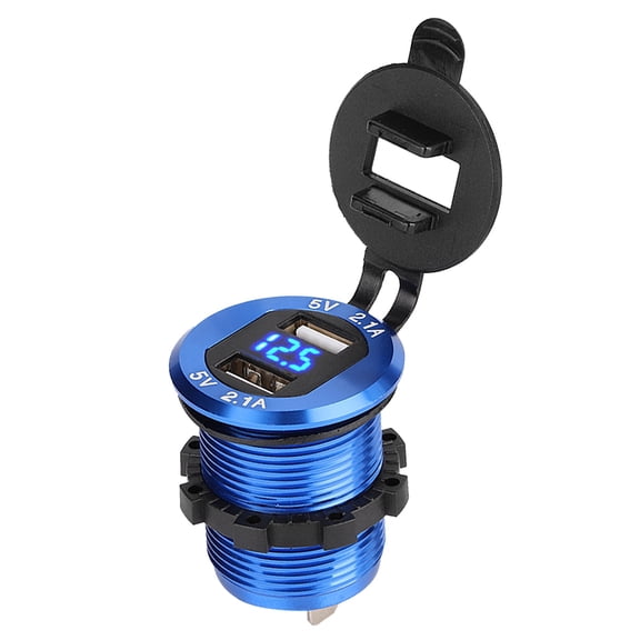 NFTIGB 12-24V Cigar Lighter Socket Power Adapter Dual USB Charger with LED Voltmeter for Motorcycle