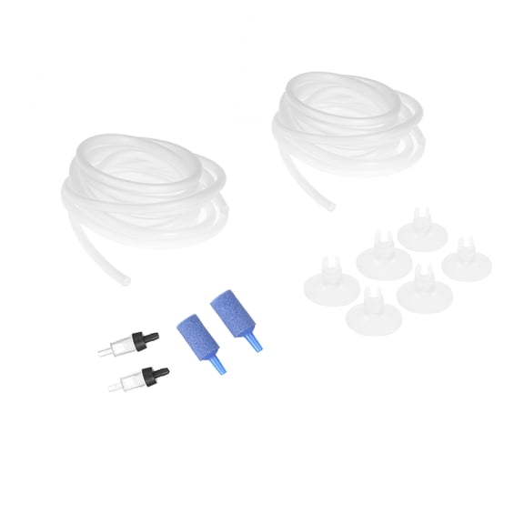 NFTIGB 12-Piece Aquarium Oxygen Pipe Soft Hoses Set with Stop Valves, Suction Cups, and Air Bubble Stones for Fish Tank Aeration System, 8.2 ft / 2.5m