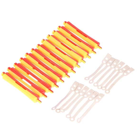 NFTIGB 12 Pieces Salon Cold Wave Rods Hair Rollers with Rubber Bands, Size #3 (3.5 inches / 8.89 cm), Self Grip DIY Hairdressing Styling Tool for Girls Women