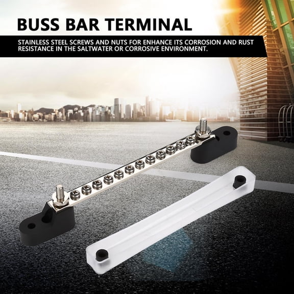 NFTIGB 12 Positions Bus Bar Electric Terminal Junction Block 100Amp 12-48 V Heavy Duty Power Distribution Block with Protective Cover for Automotive Truck Marine Boat RV