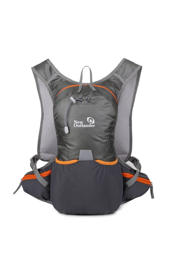 12L Backpacking Backpack Water Resistant Daypack for Hiking Camping Running & Travel - Adjustable Chest Strap, Reflective Design - Gray (10.6 inches / 27 cm)