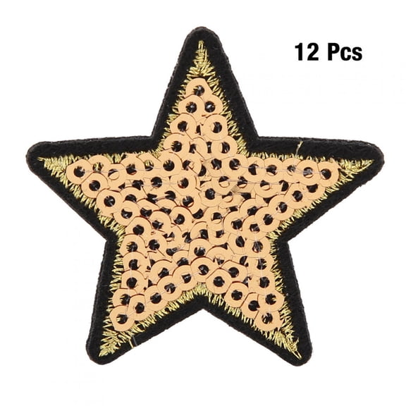 NFTIGB 12Pcs DIY Sequined Star Pattern Embroidery Sticker Clothes Patch Accessory for Sewing