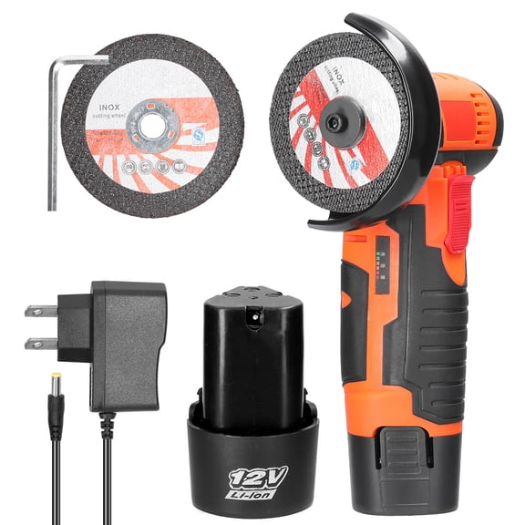 NFTIGB 12V 19500RPM Mini Angle Grinder Tool[cite: 1], Handheld Cutter for Wood Stone Steel, 2.95 inches / 75mm Disc, 2 Batteries Included, 110V US Plug