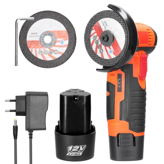 NFTIGB 12V 19500RPM Mini Angle Grinder Tool[cite: 1], Handheld Cutter for Wood Stone Steel, 2.95 inches / 75mm Disc, 2 Batteries Included, 220V EU Plug