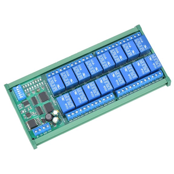 NFTIGB 12V 6-Channel RS485 Relay PLC Electrical Expansion Module for RTU Protocol Remote Control R4D3B16-R with DIN Rail Box, 10A / 250VAC Maximum Load, 7.09 x 2.83 x 0.79 inches / 180 x 72 x 20 mm