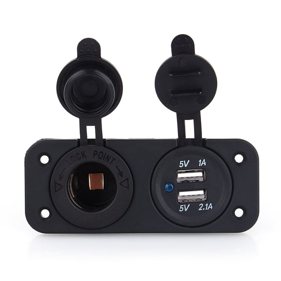 NFTIGB 12V Car Cigarette Lighter Socket Splitter Dual USB 2.0A/1A Power Adapter Charger, Universal Auto Power Outlet Accessories Black (4.1 x 1.8 inches / 10.5 x 4.5 cm)