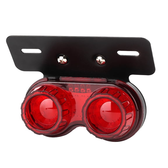 NFTIGB 12V Round Motorcycle LED Brake Tail Light Rear Lamp Universal Modified Accessory Red Lens with Turn Signals and License Plate Light (18cm / 7.08 inches)