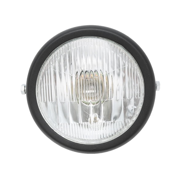 NFTIGB 12V Universal Motorcycle Waterproof Retro Headlamp High/Low Beam Front Headlight Black Shell White Lens