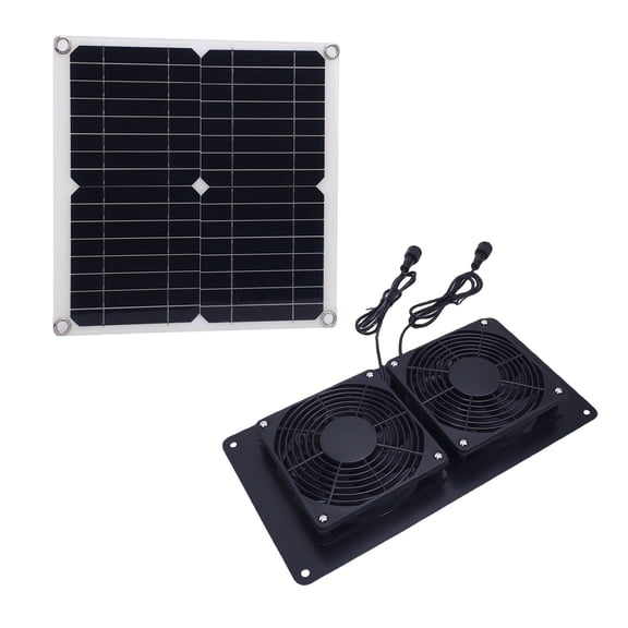 NFTIGB 12W 18V Solar Powered Dual Exhaust Fan Kit 43.4Cfm Air Flow for Chicken Coops Greenhouses Sheds Pet Houses