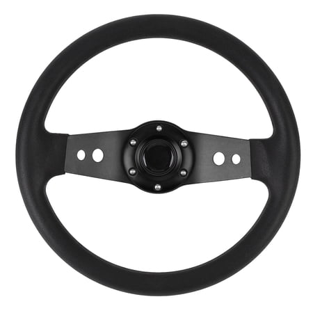 NFTIGB 13 Inches / 33 cm Racing Style Car Steering Wheel, Polyurethane and Aluminum Construction, Universal Fitment for Standard 6-Hole Hub Adapters, Black
