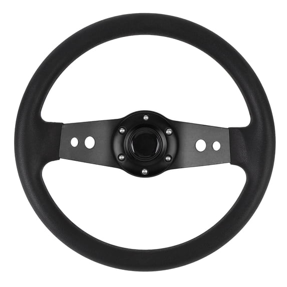 NFTIGB 13 Inches / 33 cm Racing Style Car Steering Wheel, Polyurethane and Aluminum Construction, Universal Fitment for Standard 6-Hole Hub Adapters, Black