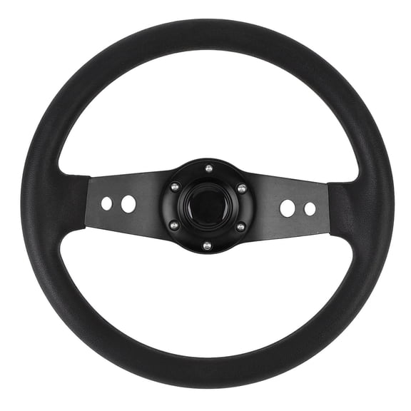 NFTIGB 13 Inches / 33 cm Racing Style Car Steering Wheel, Polyurethane and Aluminum Construction, Universal Fitment for Standard 6-Hole Hub Adapters, Black