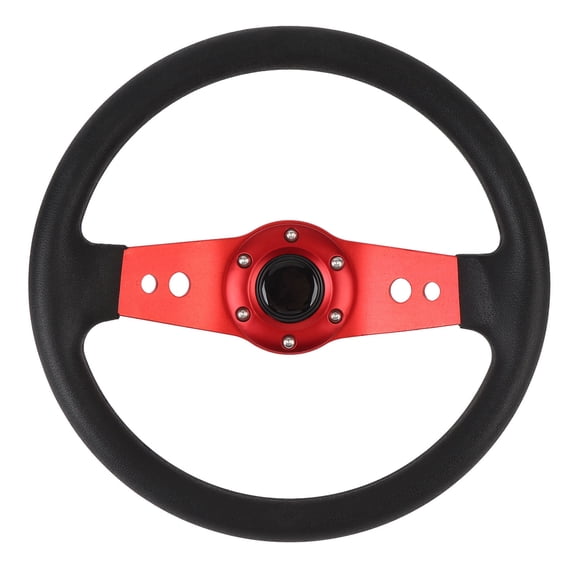 NFTIGB 13 Inches / 33 cm Racing Style Car Steering Wheel, Polyurethane and Aluminum Construction, Universal Fitment for Standard 6-Hole Hub Adapters, Red
