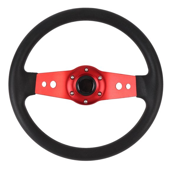 NFTIGB 13 Inches / 33 cm Racing Style Car Steering Wheel, Polyurethane and Aluminum Construction, Universal Fitment for Standard 6-Hole Hub Adapters, Red