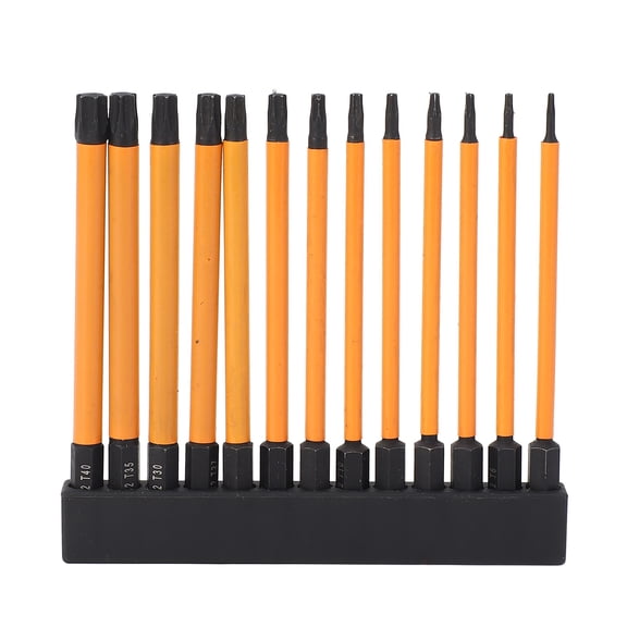 NFTIGB 13 Pcs Star Screwdriver Bit Set, 100mm / 3.94 in Extended Length T5-T40 1/4 Inch Hex Shank S2 Alloy Steel Magnetic Star Bits with Storage Rack for Home Repair