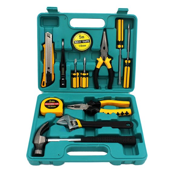 NFTIGB 13-Piece Multi-Purpose Car Maintenance & Repair Tool Kit, Home Furniture Disassembly and Assembly Tools Set with Cutter Plier Hammer Screwdriver and Storage Box, 10.8 inches / 27.5 cm