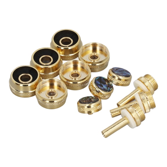 NFTIGB 13 Pieces Set Trumpet Valve Finger Button, Cap and Rod Replacement Kit with Exquisite Abalone Shell Decor, Premium Brass Instrument Parts for Repair and Maintenance, Multicolor