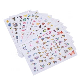 NFTIGB 13pcs 3D Nail Art Sticker Self Adhesive Decals DIY Manicure Tool, Butterfly and Maple Leaf Designs for Natural or Artificial Nails, Multi-Color