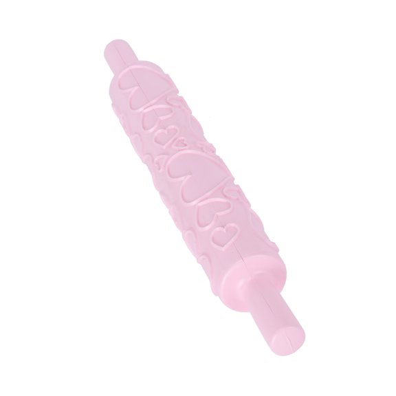 NFTIGB 14.4 Inches Embossed Fondant Rolling Pin, Plastic Engraved Pastry Roller with Heart Pattern for Baking Cookies, Biscuits, Dough, and Cake Decoration, Non-Stick DIY Bakeware Tool (36.5 cm)