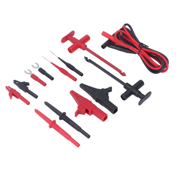 NFTIGB 14-Piece Multimeter Test Leads Kit Brass PVC PA Crocodiles Clip Banana Plug Testing Cable for Industry 30VAC 60VDC 19A